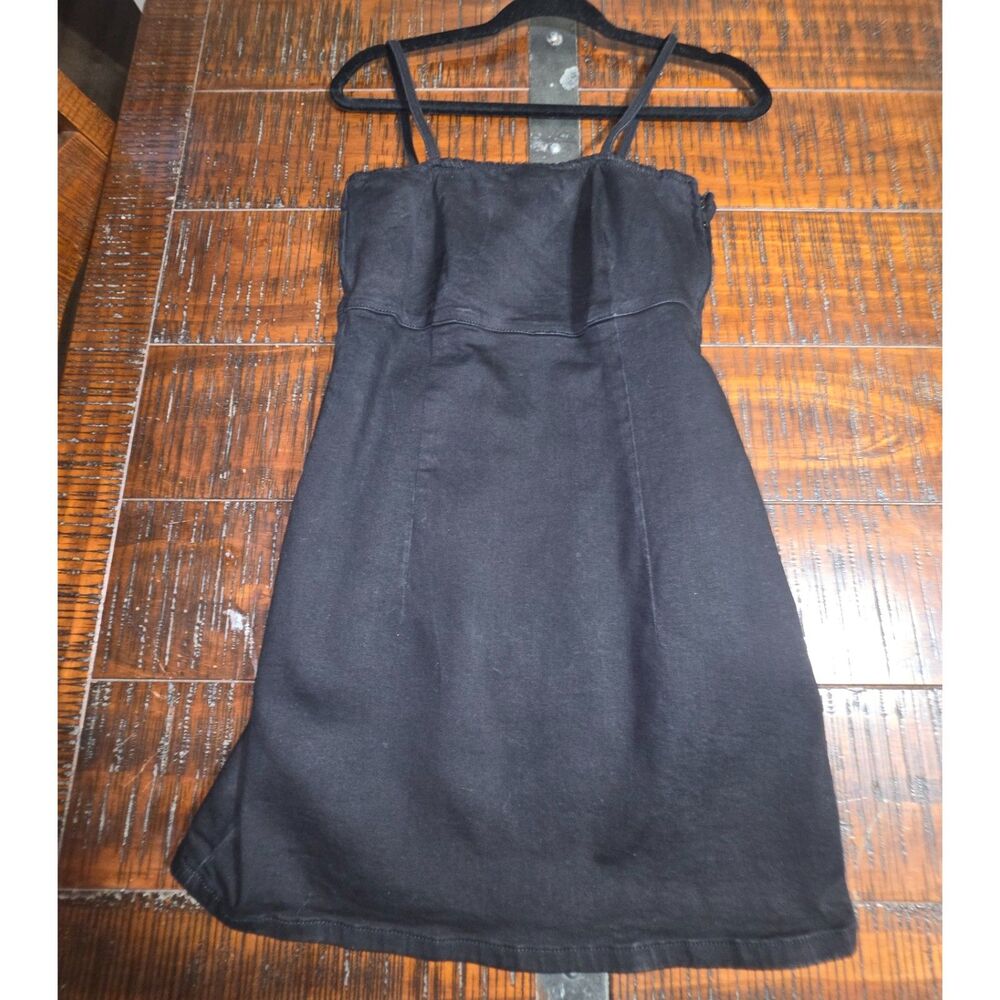 Zara Black Denim Spaghetti Strap Mini Dress Size S